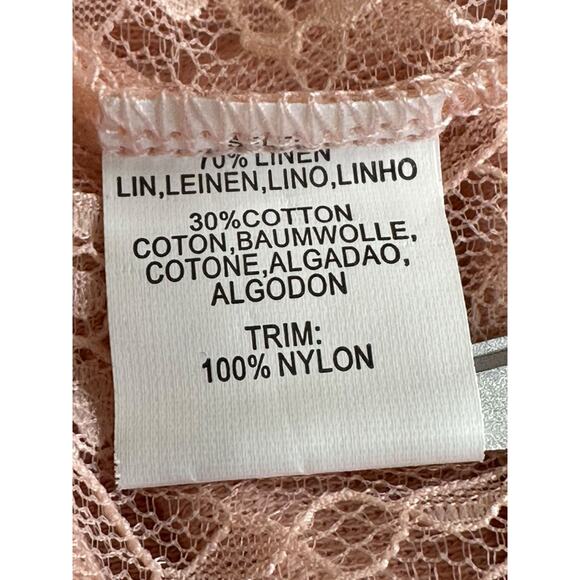 Deletta Anthropologie Top Women Small Blush Lace Flutter Sleeve Linen Fairy Boho - Picture 7 of 10